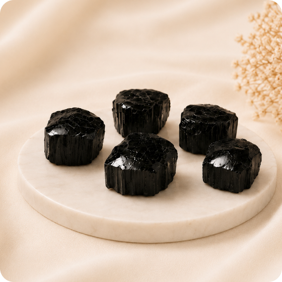 Black Tourmaline (Polished) (Set of 5) (150 - 200 gm)